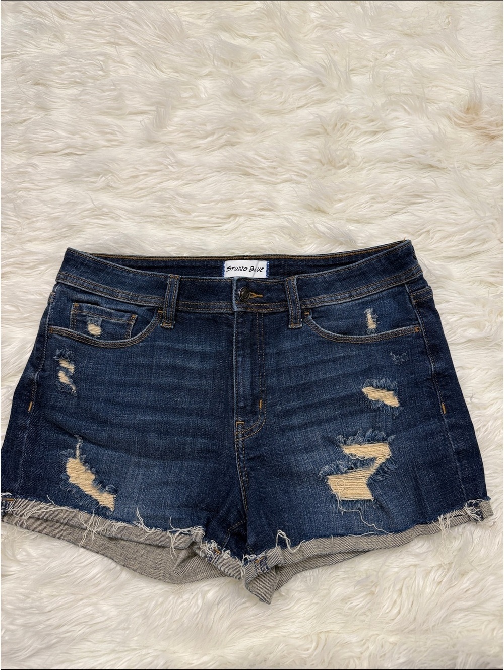 Studio Blue Distressed Denim Shorts Size 29